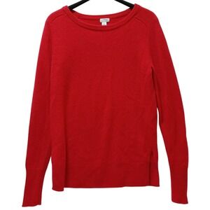 Halogen 100% Cashmere Crew Neck Sweater Red Womens Small Cozy Soft Preppy Luxury